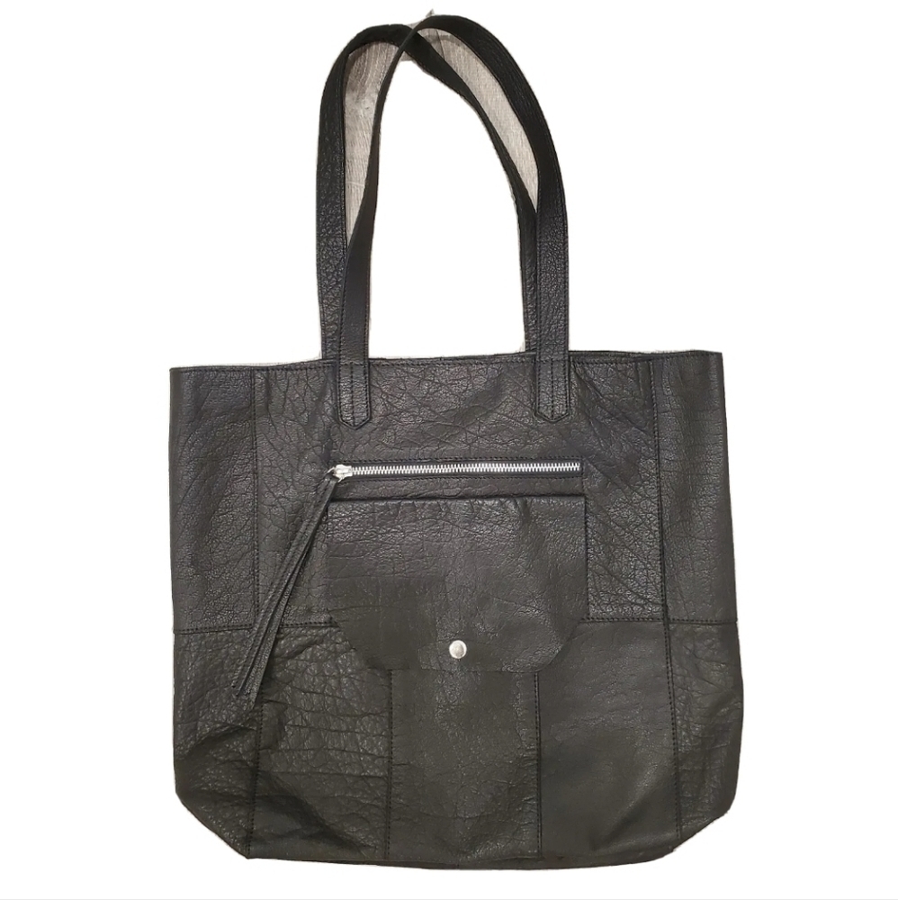 Anthropologie Black Leather Tote Bag